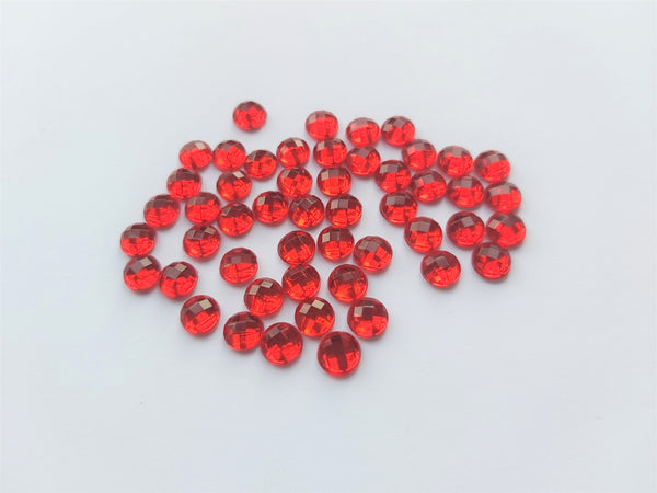 6mm acrylic rhinestones - faceted round - red