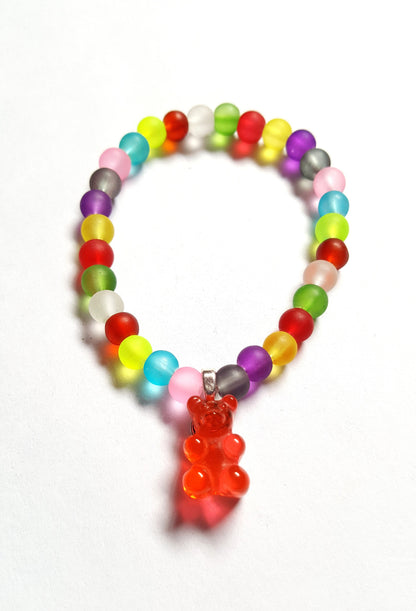 beaded gummy bear bracelet - red