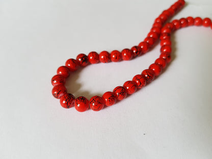 6mm drawbench glass beads - red