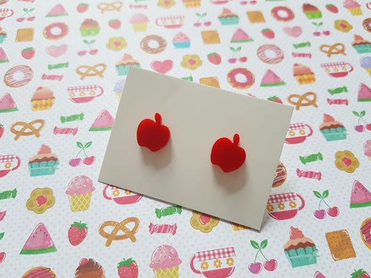 apple stud earrings - red