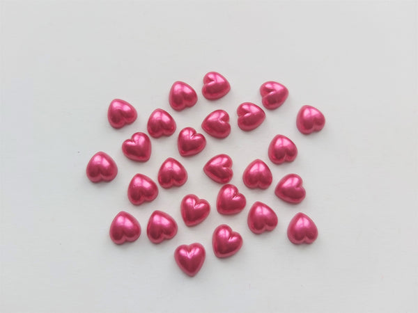 10.5mm acrylic pearl heart cabochons - red