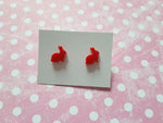 rabbit stud earrings - red