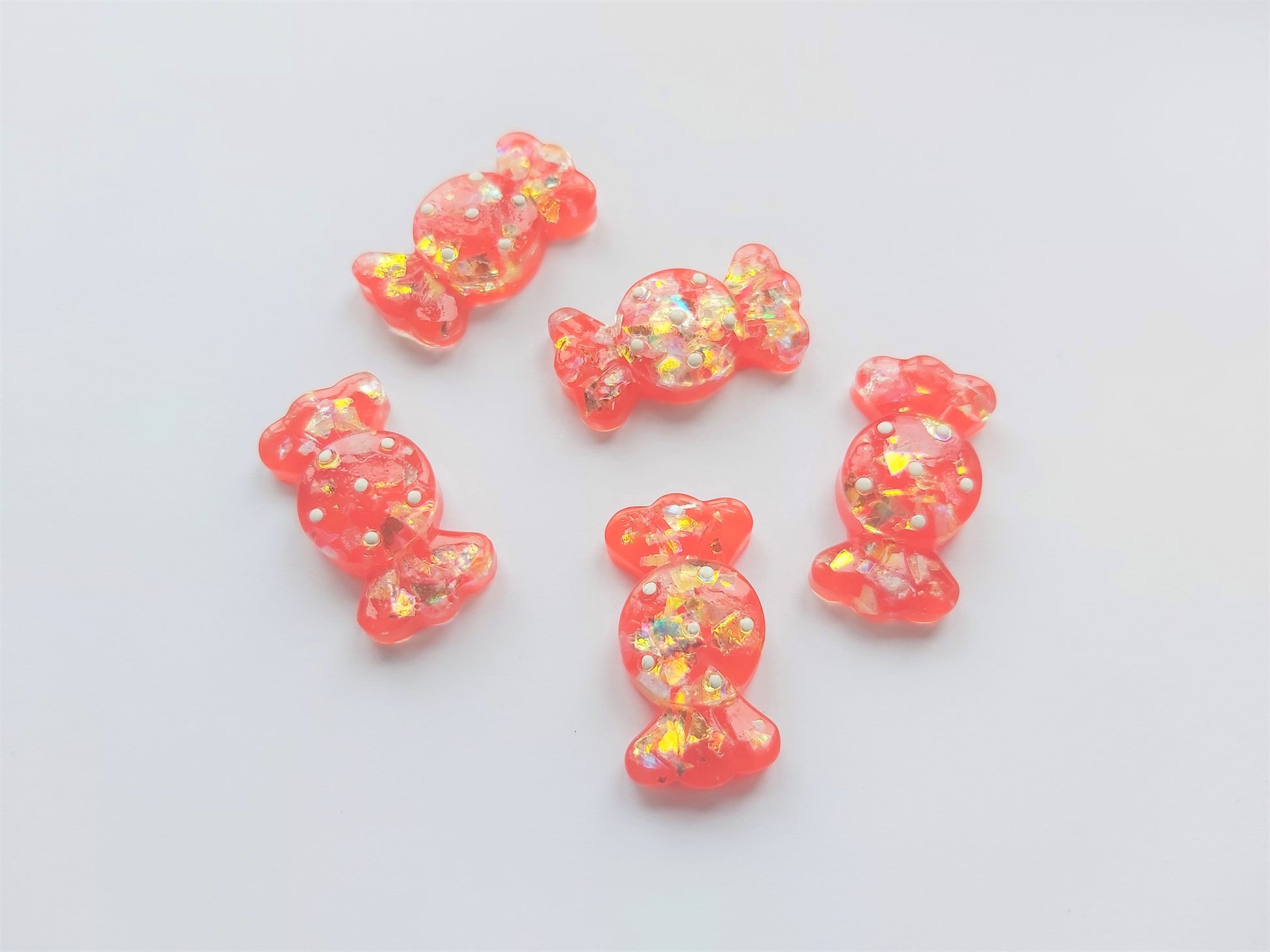 30.5mm sparkle flatback resin sweet cabochons - red