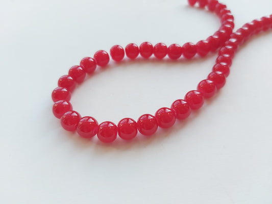 8mm imitation jade glass beads - red