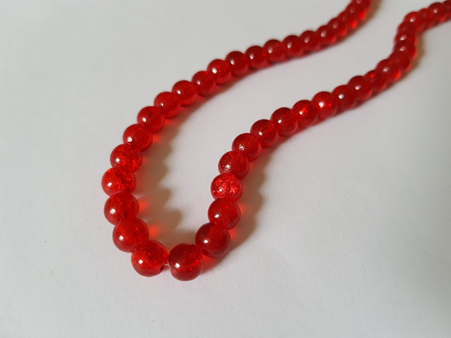 6mm crackle glass beads - red