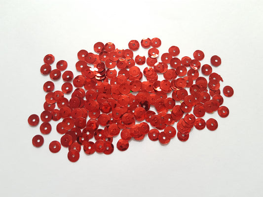 7mm cupped round sequins - red