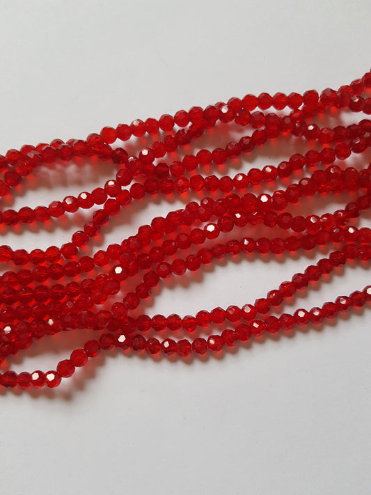 4mm faceted round glass beads - red