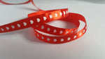3m printed satin ribbon - 10mm - hearts - red