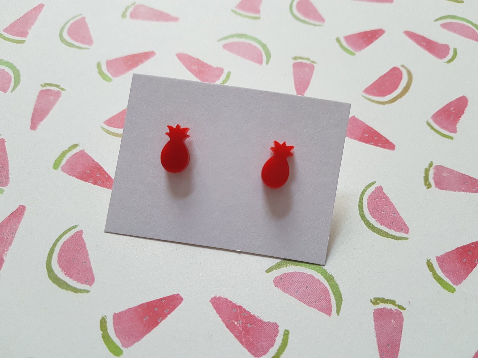 pineapple stud earrings - red