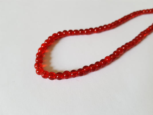 4mm crackle glass beads - red