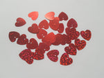 17mm holohraphic heart sequins - red 