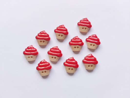 16mm 2-hole acrylic cupcake buttons - red