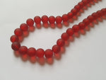 10mm frosted glass beads - red