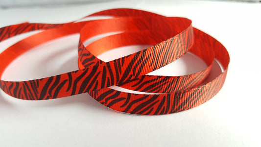 3m printed grosgrain ribbon - 9mm - zebra print - red