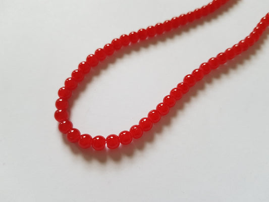 4mm imitation jade glass beads - red