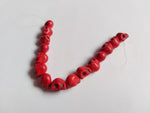 9mm turquoise skull beads - red
