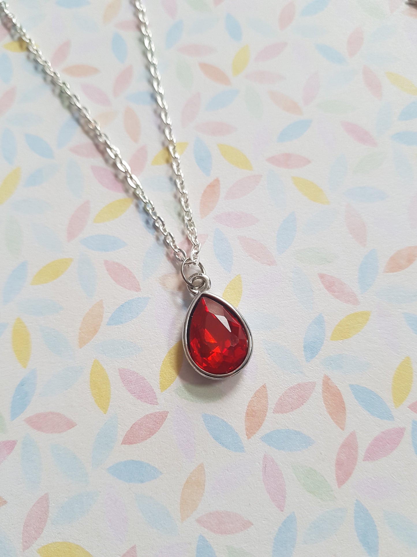 faceted glass drop necklace - red