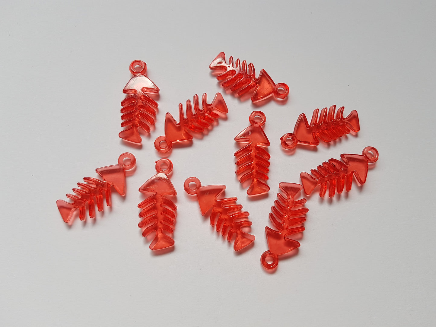 33mm acrylic fish skeleton pendants - red