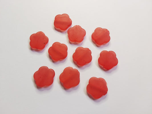 18mm frosted acrylic flower beads - red