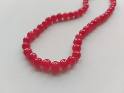 6mm imitation jade glass beads - red