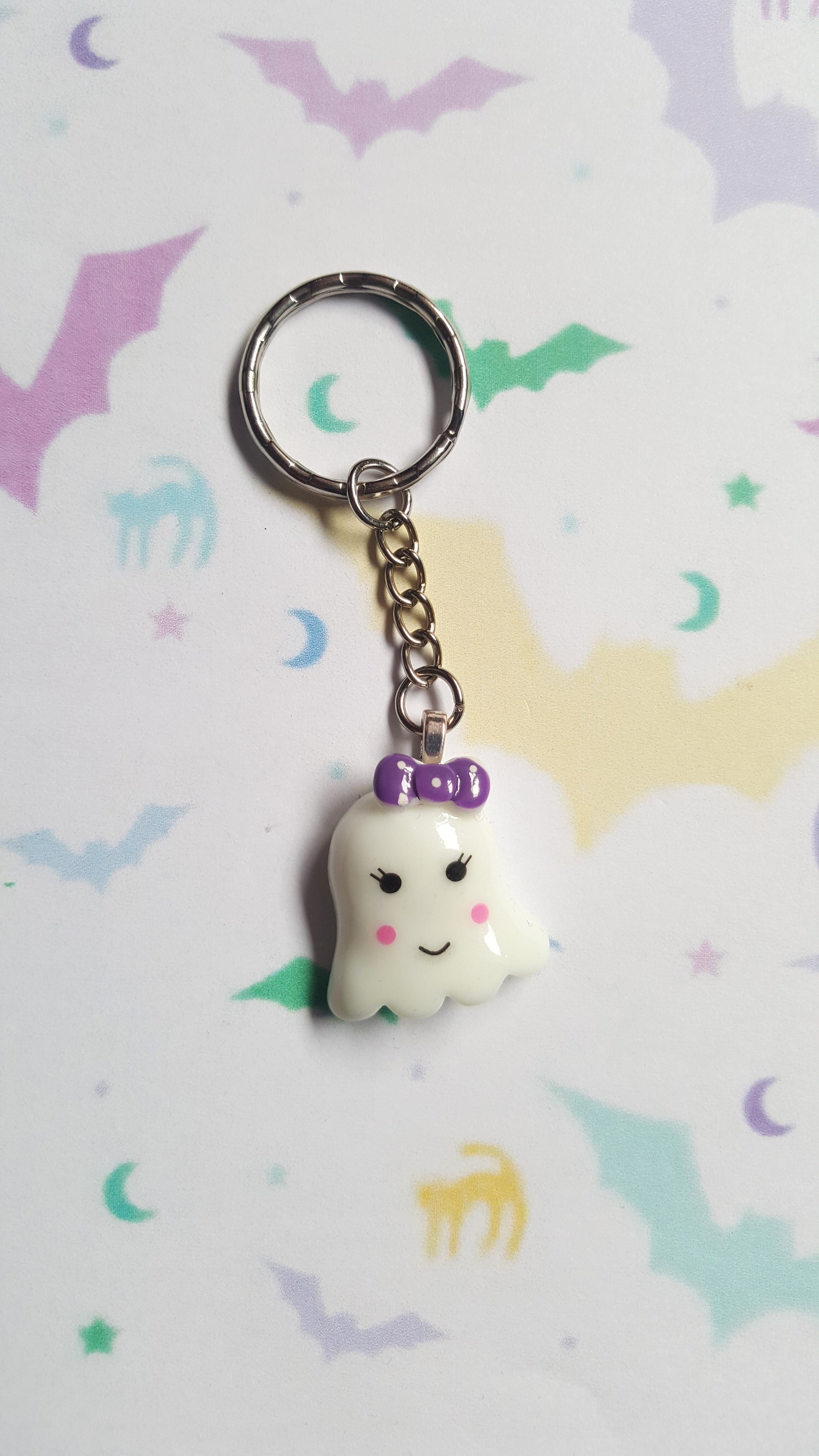 kawaii ghost keyring