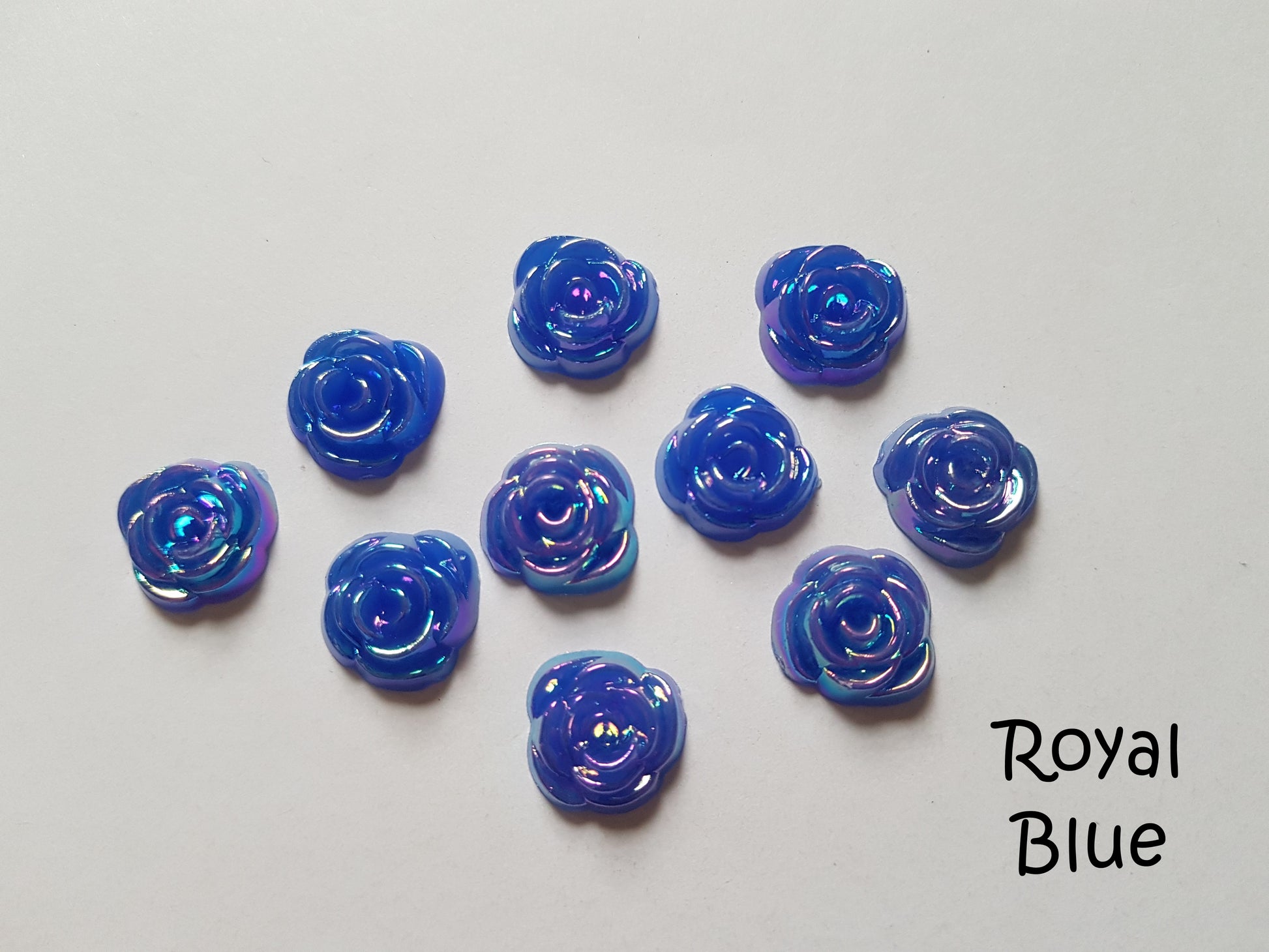 15mm acrylic rose cabochons - royal blue 