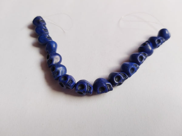 9mm turquoise skull beads - royal blue