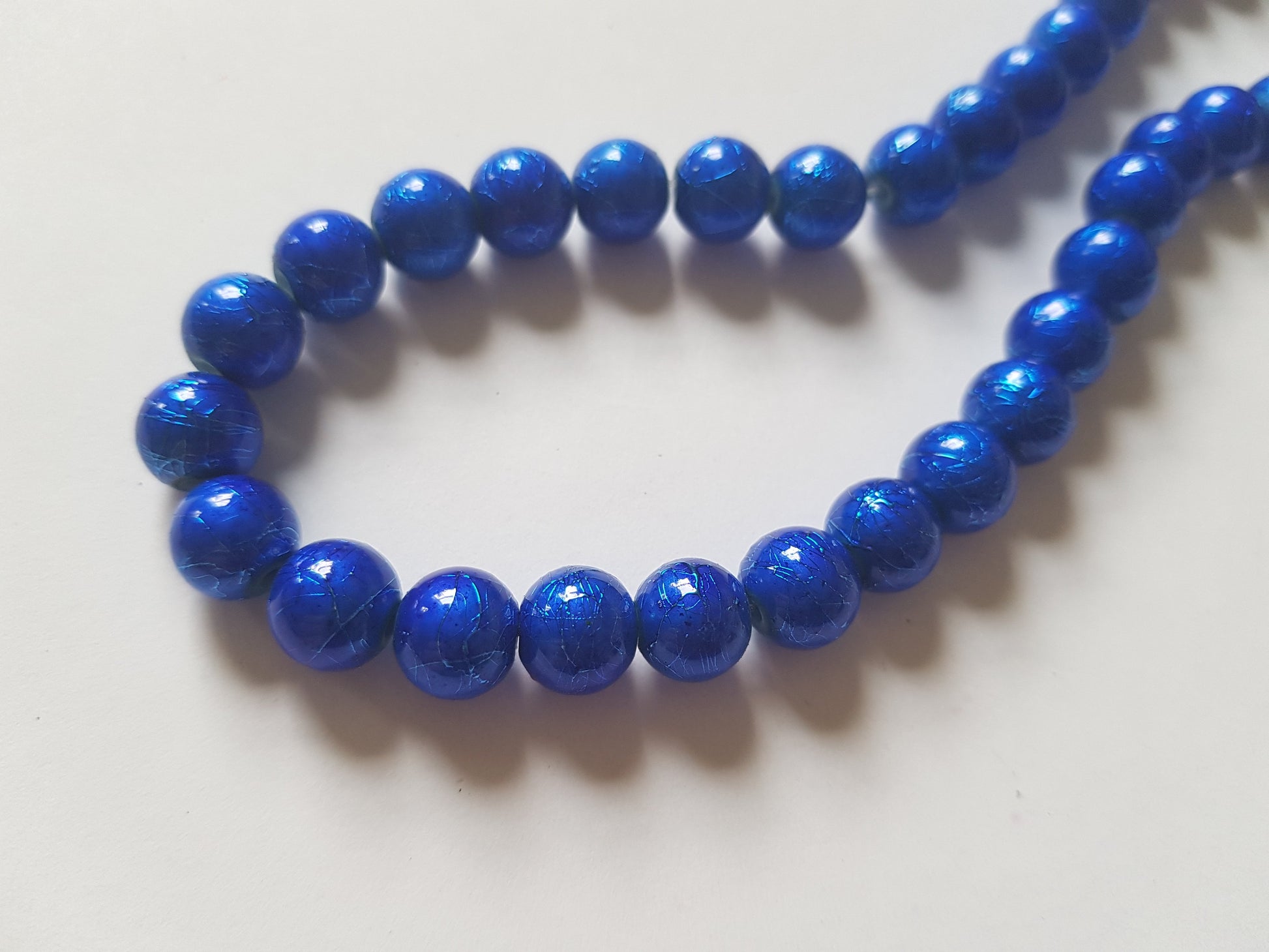 8mm metallic drawbench glass beads - royal blue