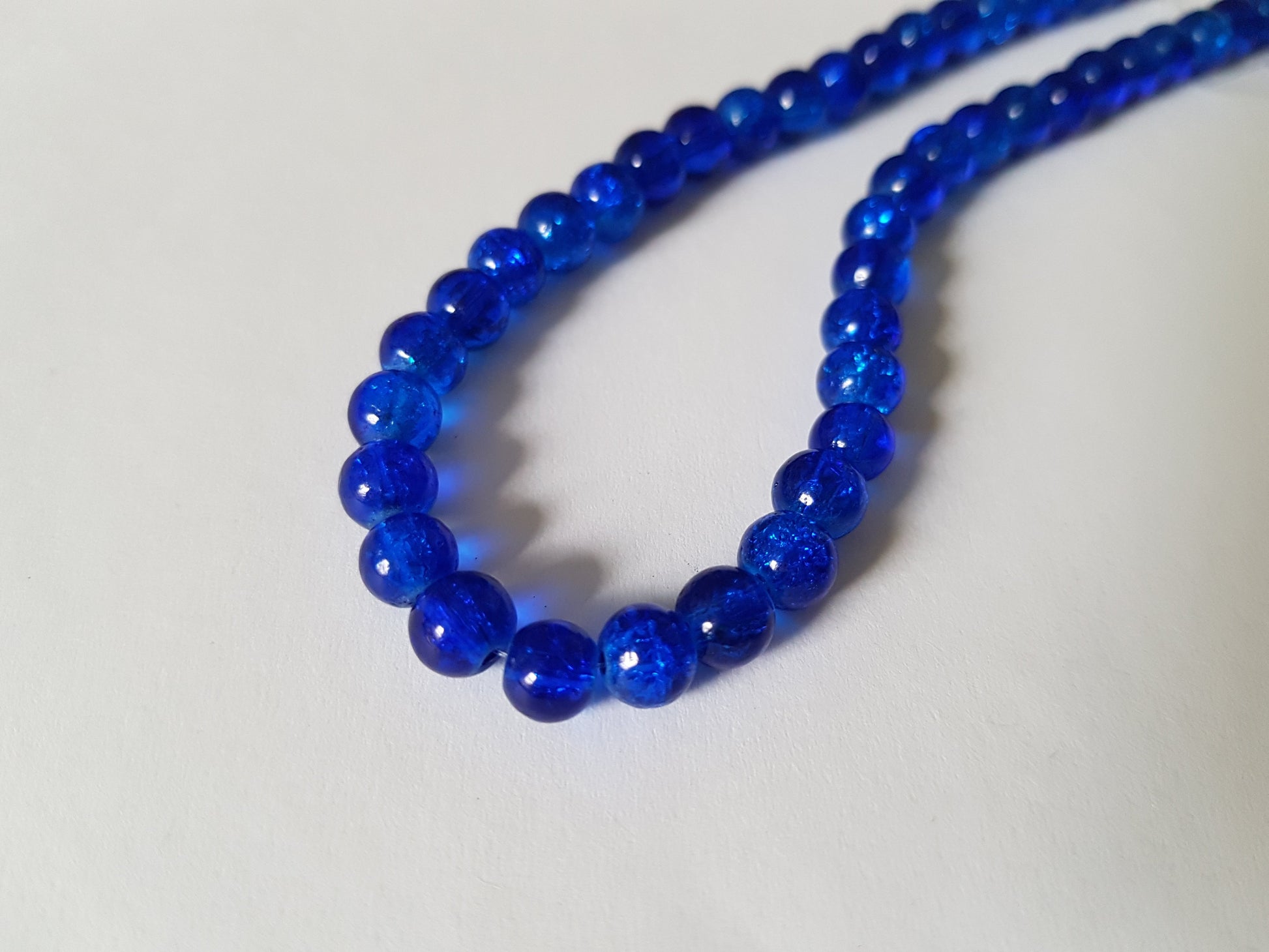 6mm crackle glass beads - royal blue