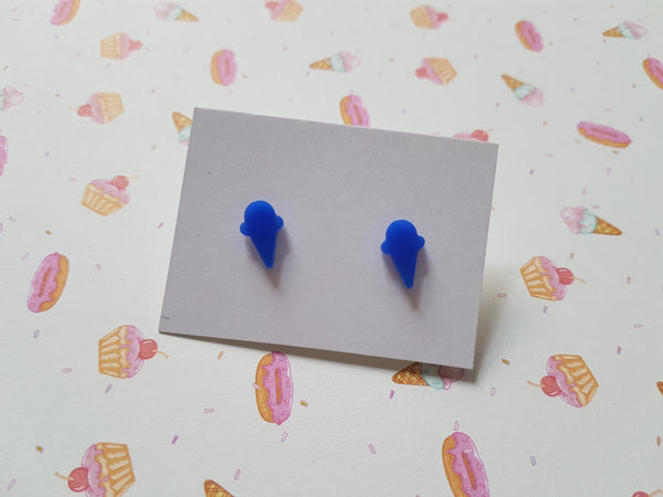 ice-cream cone stud earrings - royal blue