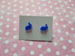 rabbit stud earrings - royal blue