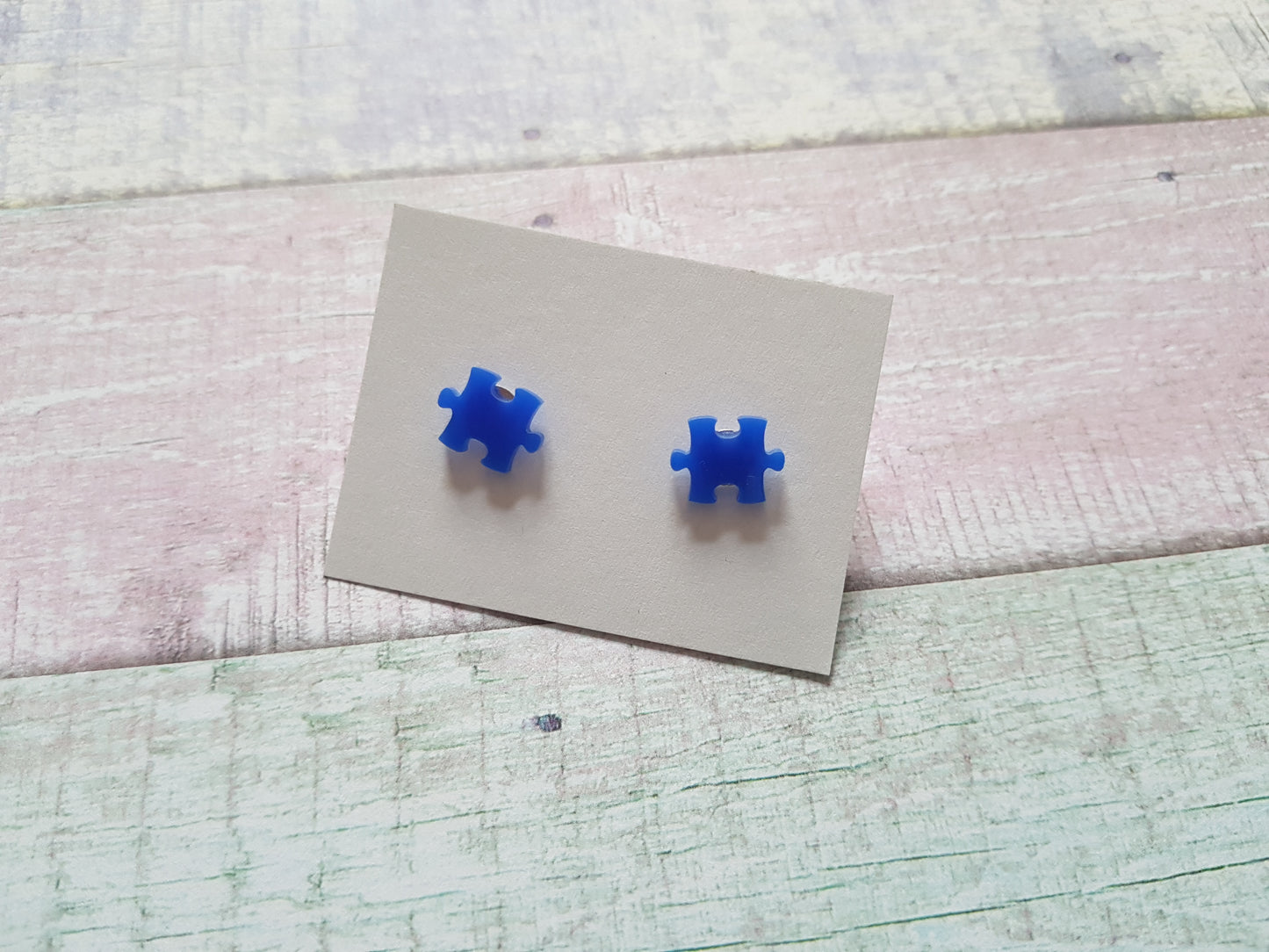 jigsaw stud earrings - royal blue