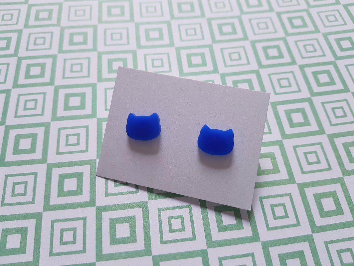 cat stud earrings - royal blue