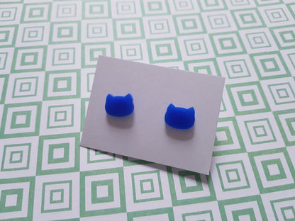 cat stud earrings - royal blue