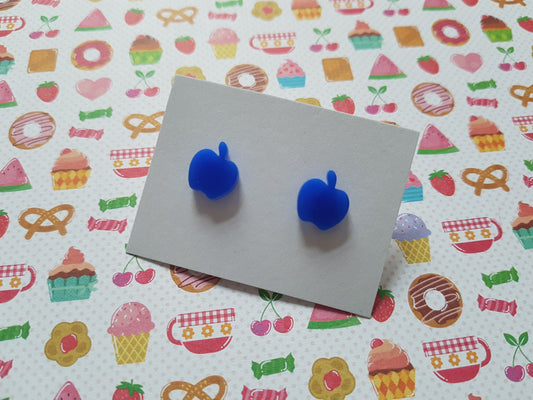 apple stud earrings - royal blue