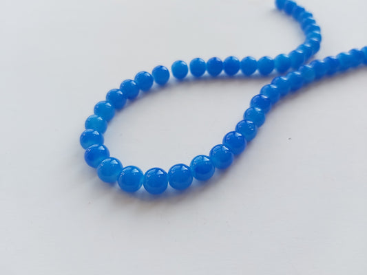 8mm imitation jade glass beads - royal blue