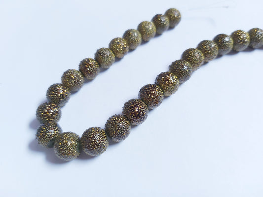 10mm matte effect glass pearl beads - rusty copper