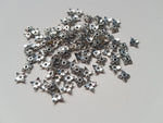 6mm square beadcaps - silver plated