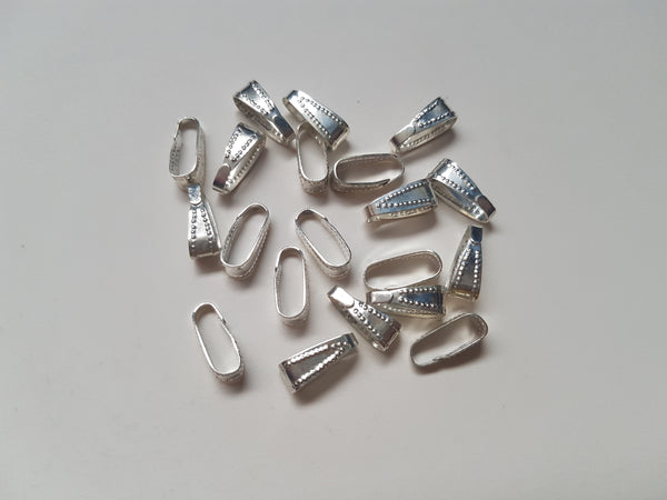 10mm pinch bails - silver plated
