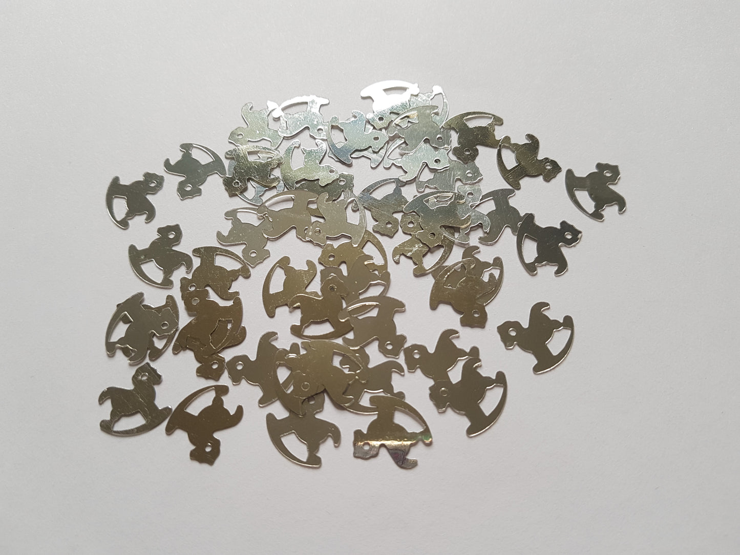 50 x Craft Sequins - Rocking Horse - 14mm - Silver