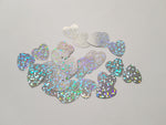 17mm holographic heart sequins - silver