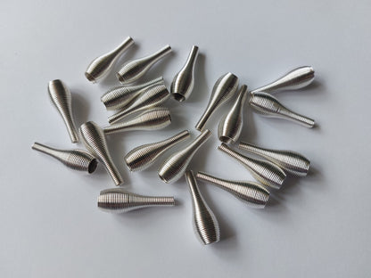 27mm spring "vase" beads - silver plated 