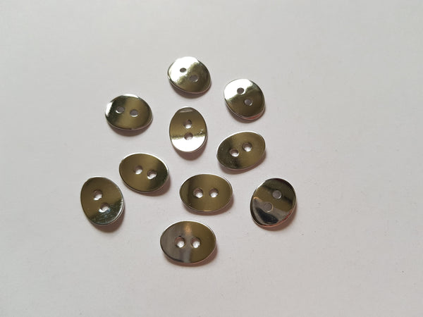 14mm brass oval buttons - silver 
