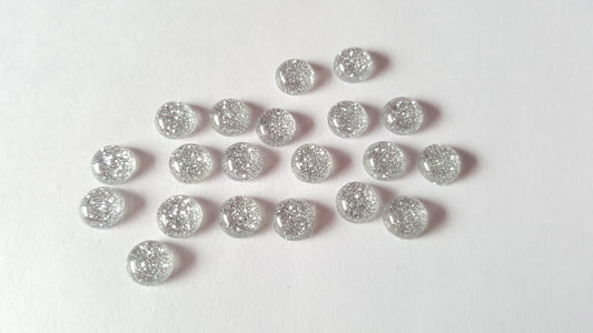 glitter cabochons - silver