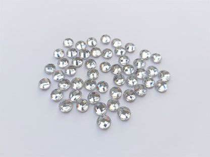 6mm acrylic rhinestones - faceted round - silver