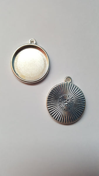 22mm cabochon pendant settings - silver plated