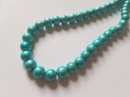 8mm metallic drawbench glass beads - sky blue