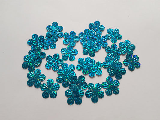 19mm holographic flower sequins - sky blue