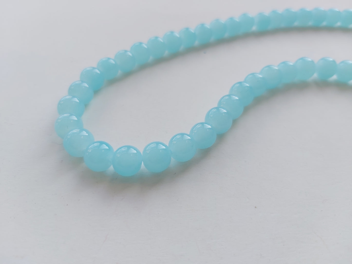 8mm imitation jade glass beads - sky blue