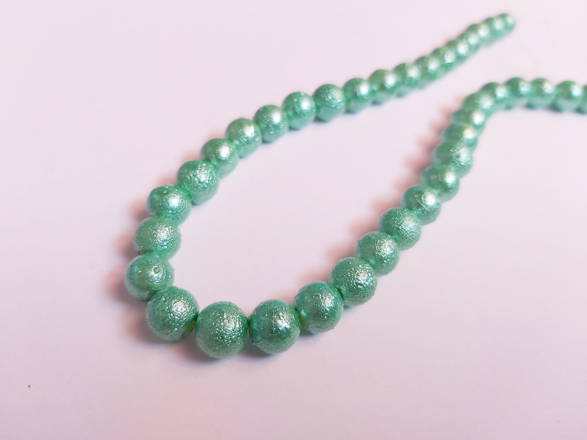 8mm matte effect glass pearl beads - spearmint